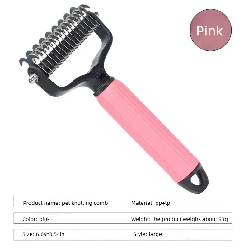 Professional Pet Grooming Tool - Universal Detangling Comb for Dogs, Stainless Steel Double-Sided Design for Shedding Removal and Matted Hair Care, Essential Daily Coat Maintenance Supplies.