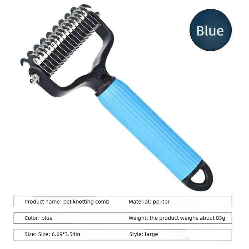Professional Pet Grooming Tool - Universal Detangling Comb for Dogs, Stainless Steel Double-Sided Design for Shedding Removal and Matted Hair Care, Essential Daily Coat Maintenance Supplies.